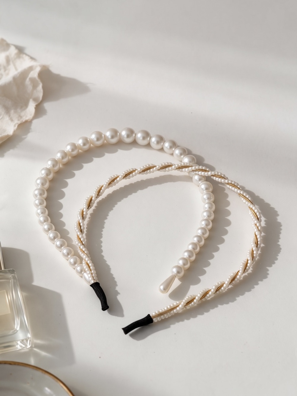 Pearl Beaded Girls Headband - Set of Two